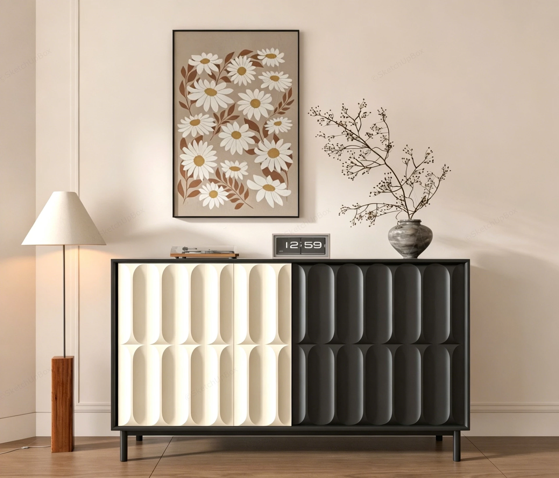 Modern Two Tone Accent Cabinet sketchup model preview - SketchupBox