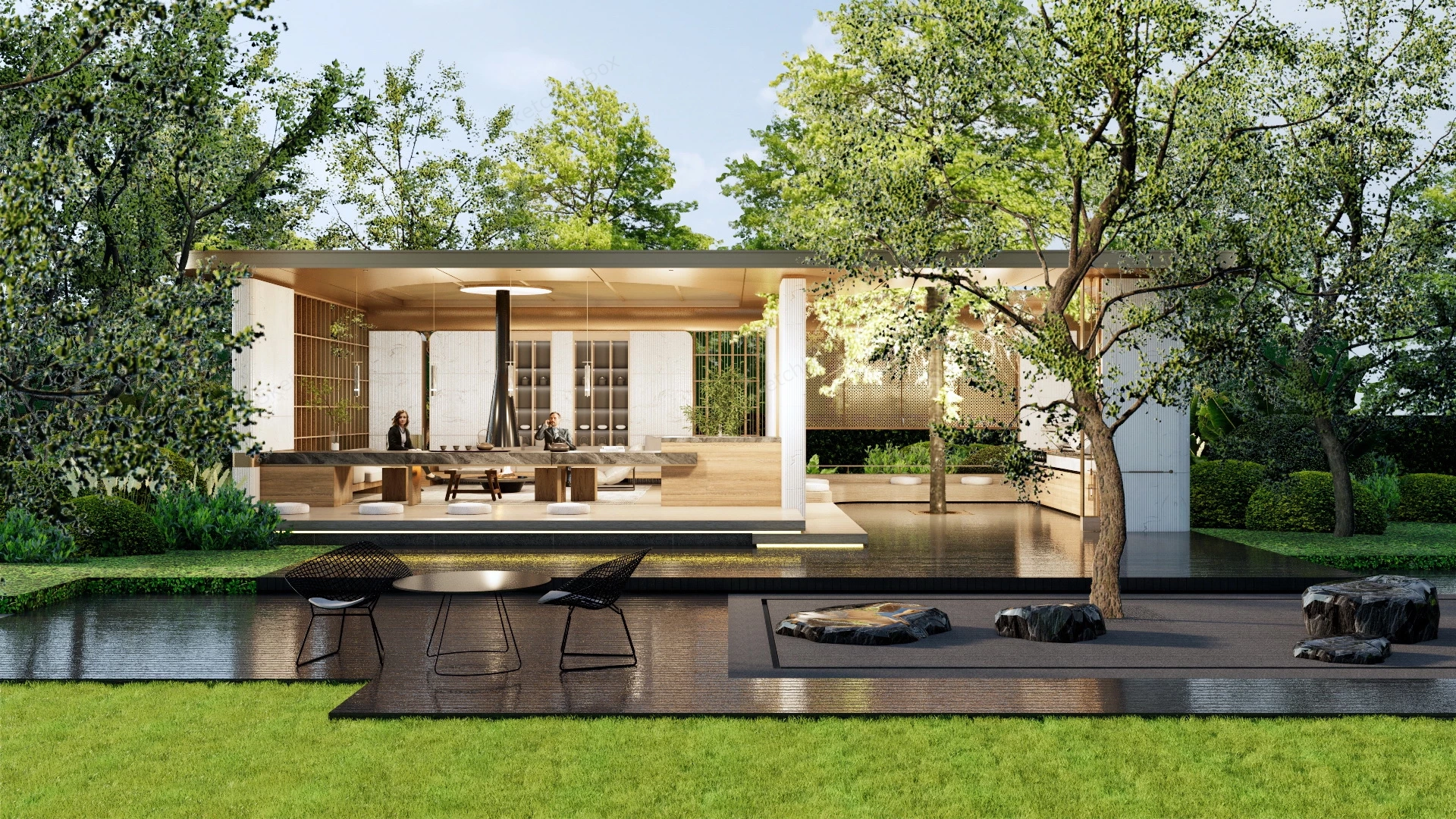 Luxury Backyard Pavilion Kitchen sketchup model preview - SketchupBox