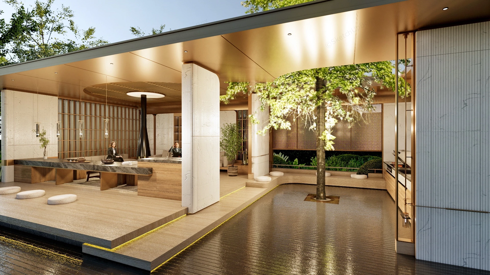 Luxury Backyard Pavilion Kitchen sketchup model preview - SketchupBox