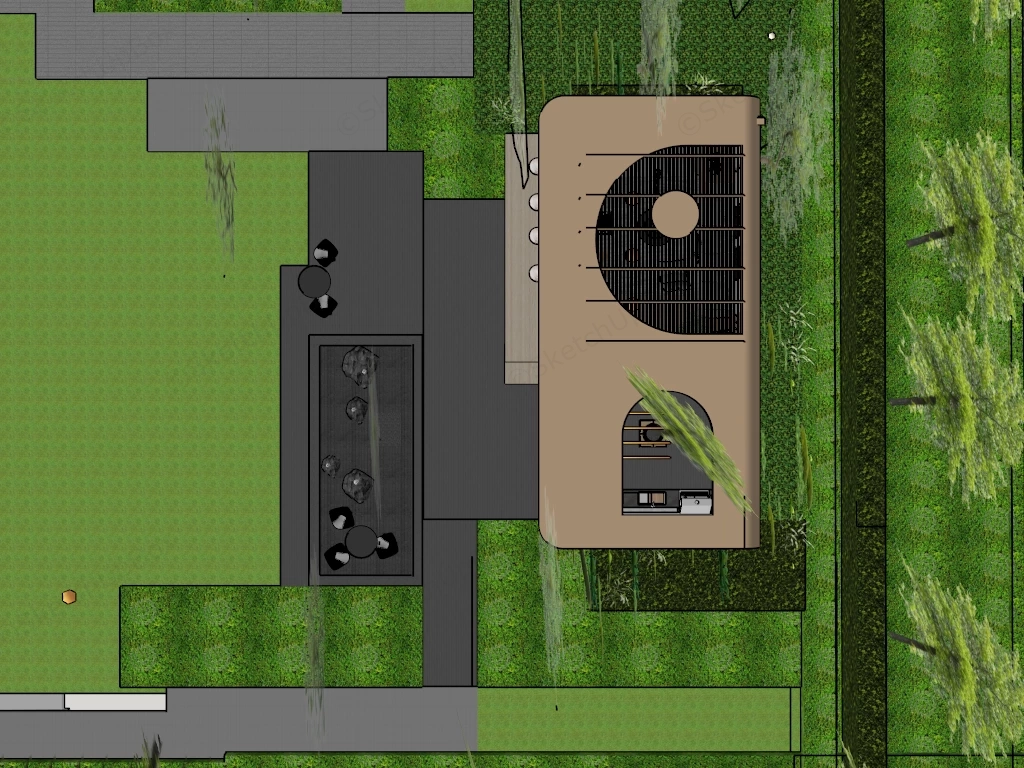 Luxury Backyard Pavilion Kitchen sketchup model preview - SketchupBox