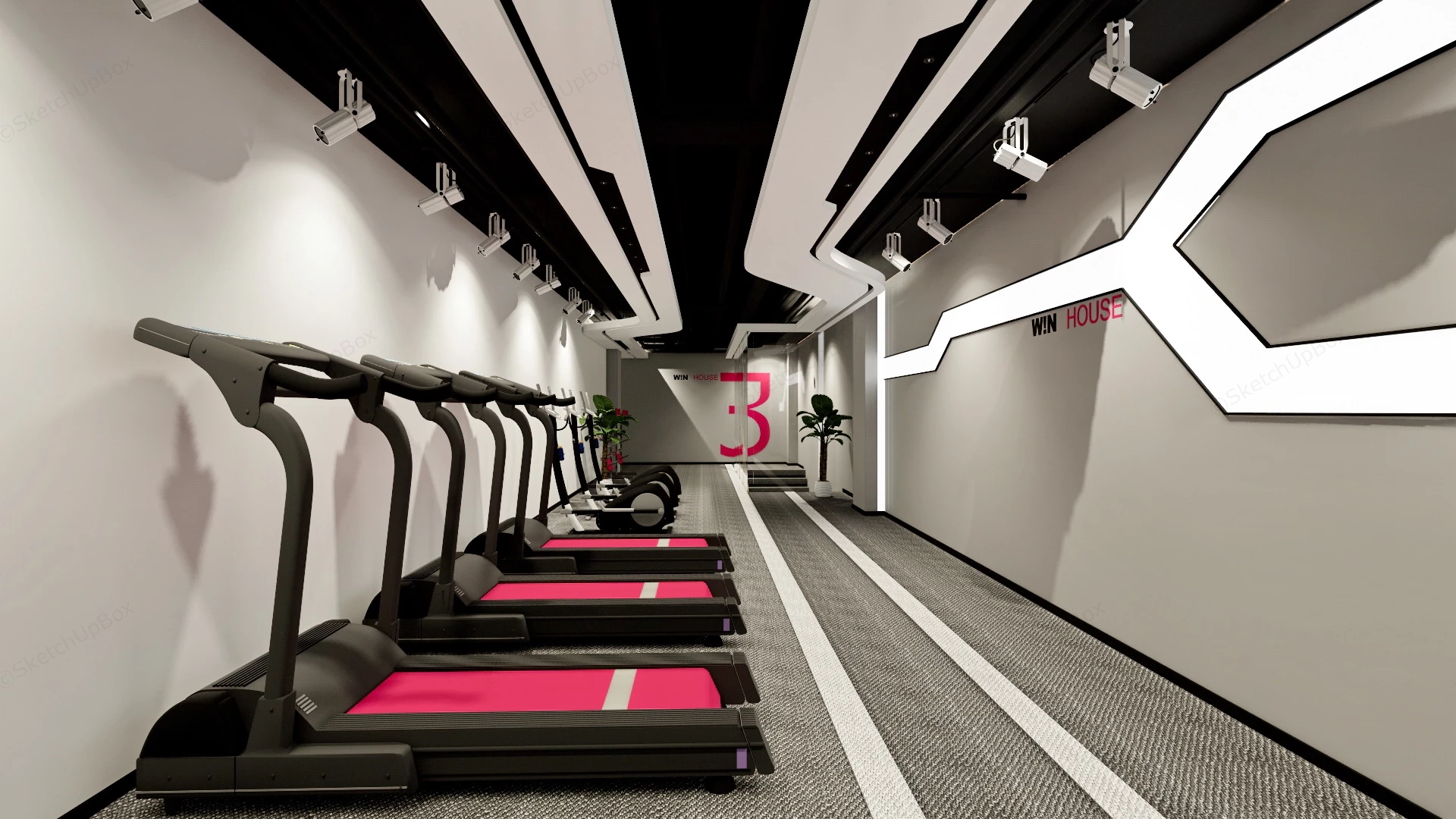 Office Aerobic Exercise Room sketchup model preview - SketchupBox
