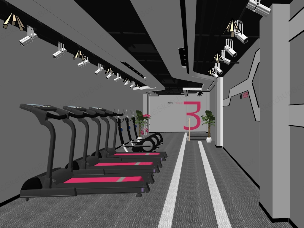 Office Aerobic Exercise Room sketchup model preview - SketchupBox