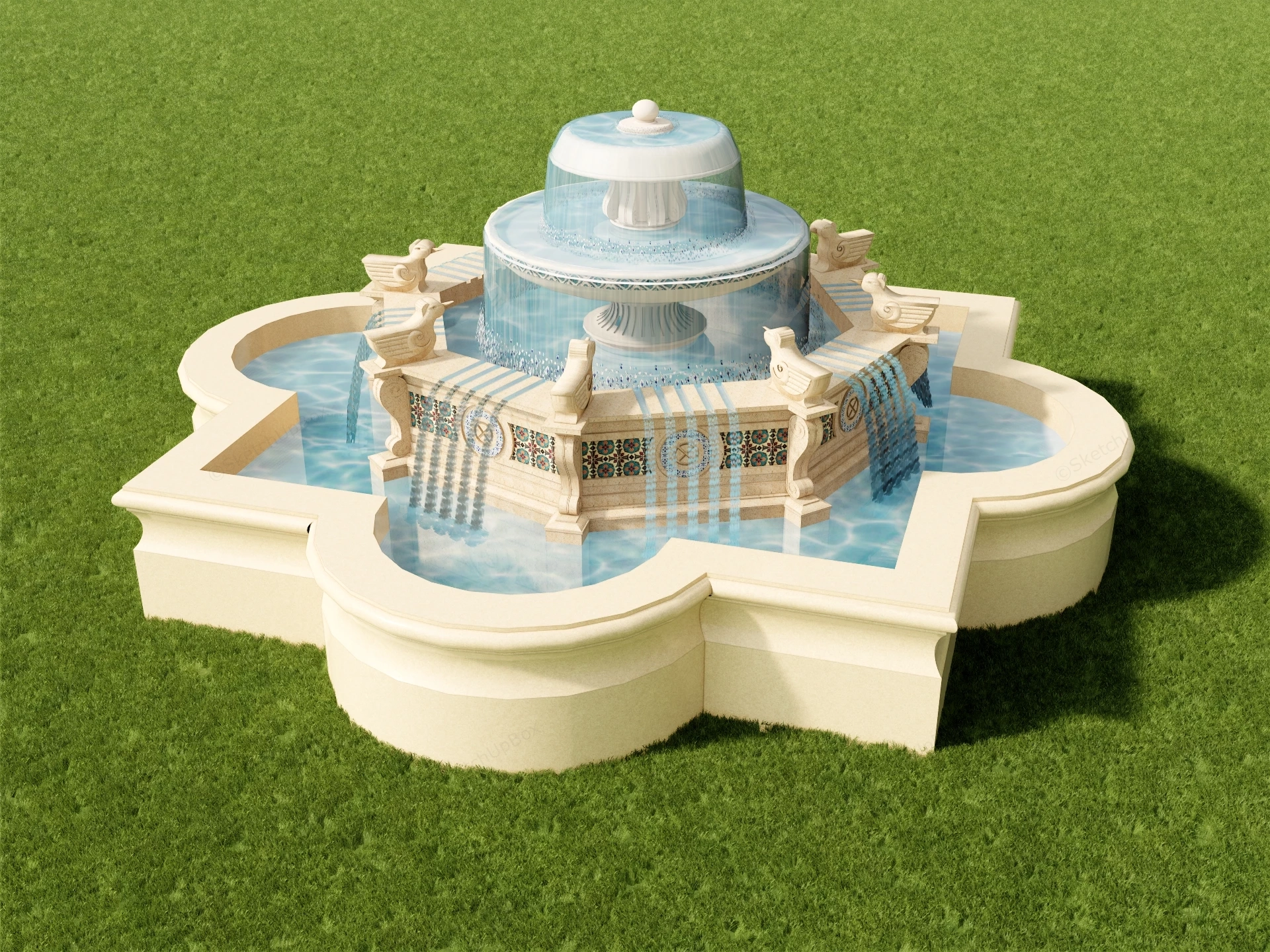 Outdoor Garden Fountain sketchup model preview - SketchupBox