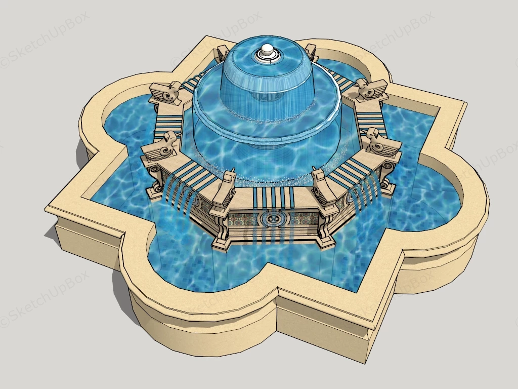 Outdoor Garden Fountain sketchup model preview - SketchupBox