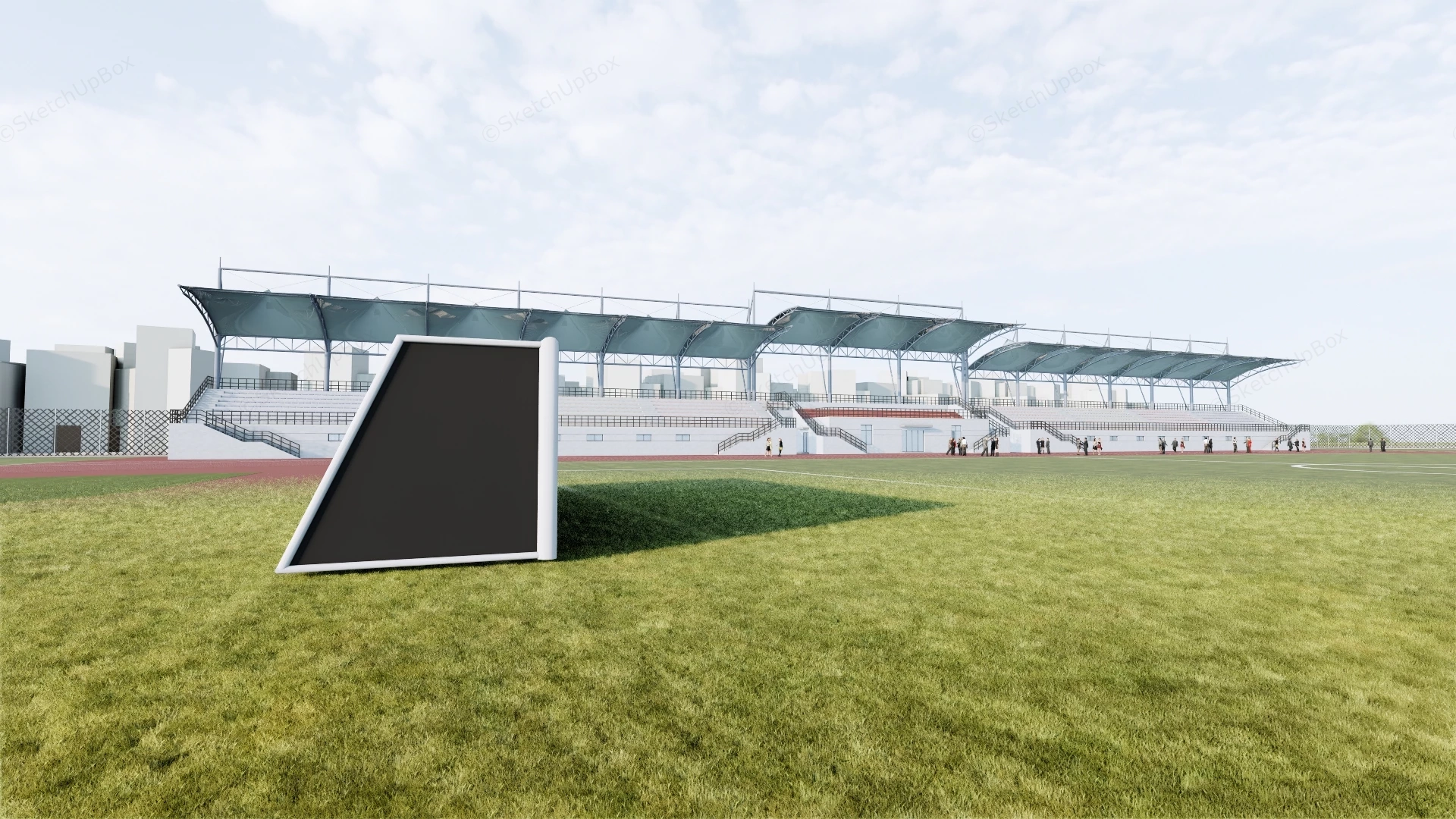 Sporting Field & Grandstand sketchup model preview - SketchupBox