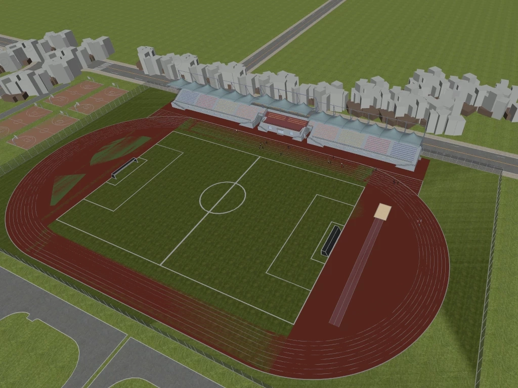 Sporting Field & Grandstand sketchup model preview - SketchupBox