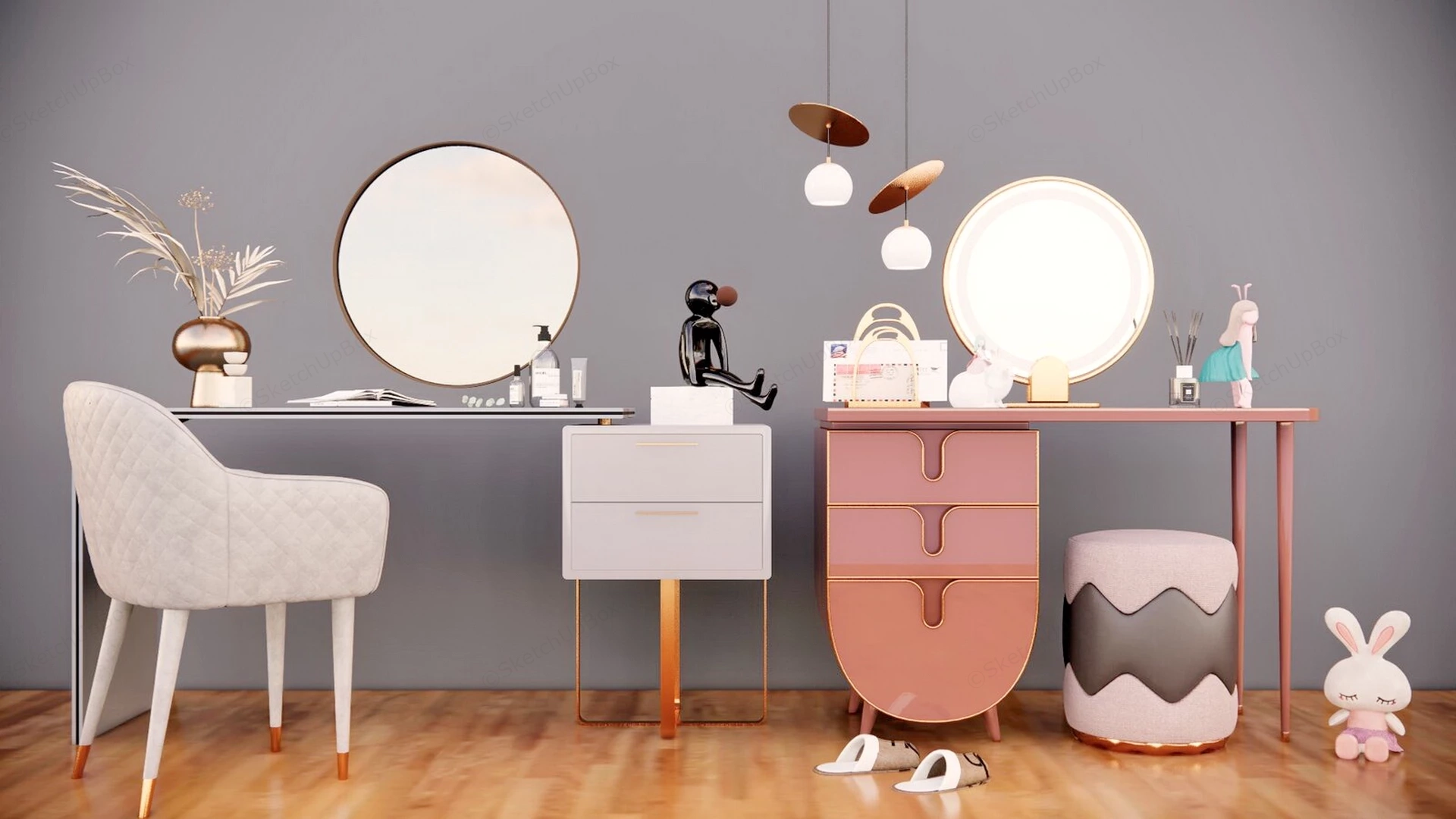 Aesthetic Dressing Tables sketchup model preview - SketchupBox