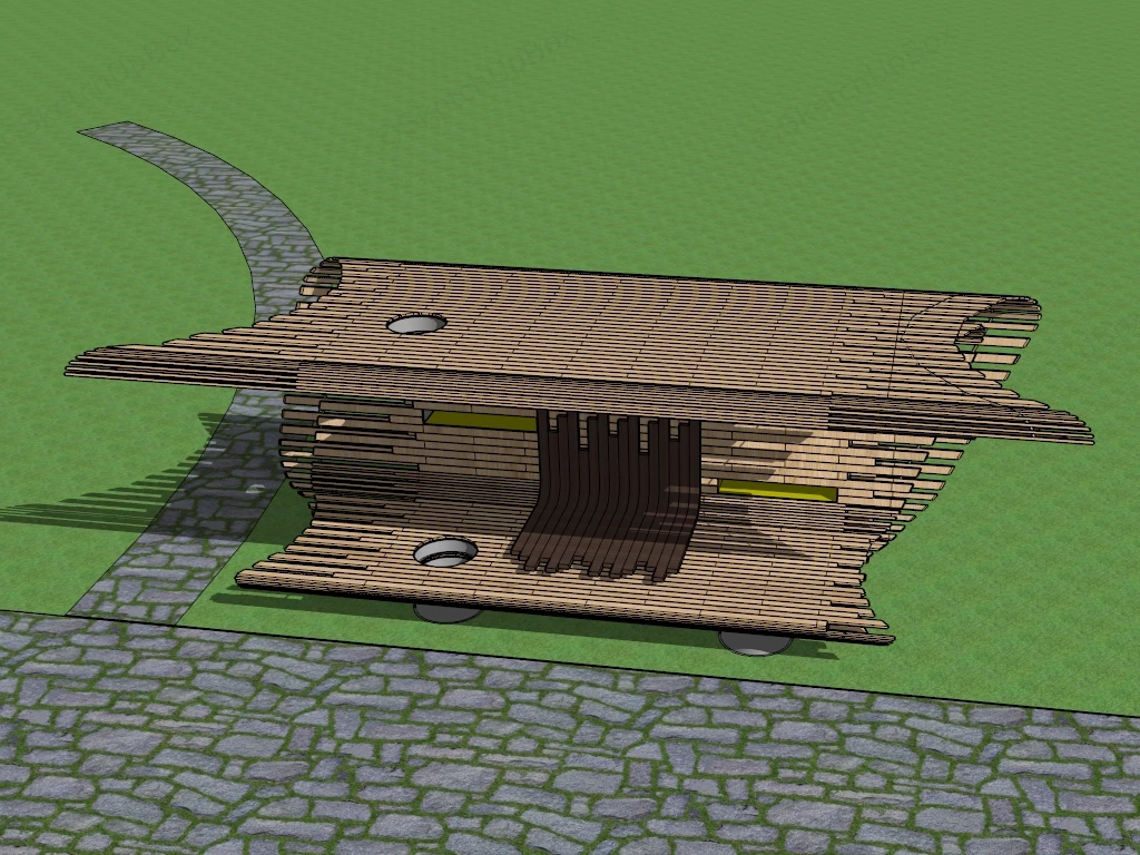 Wooden Bench With Canopy sketchup model preview - SketchupBox