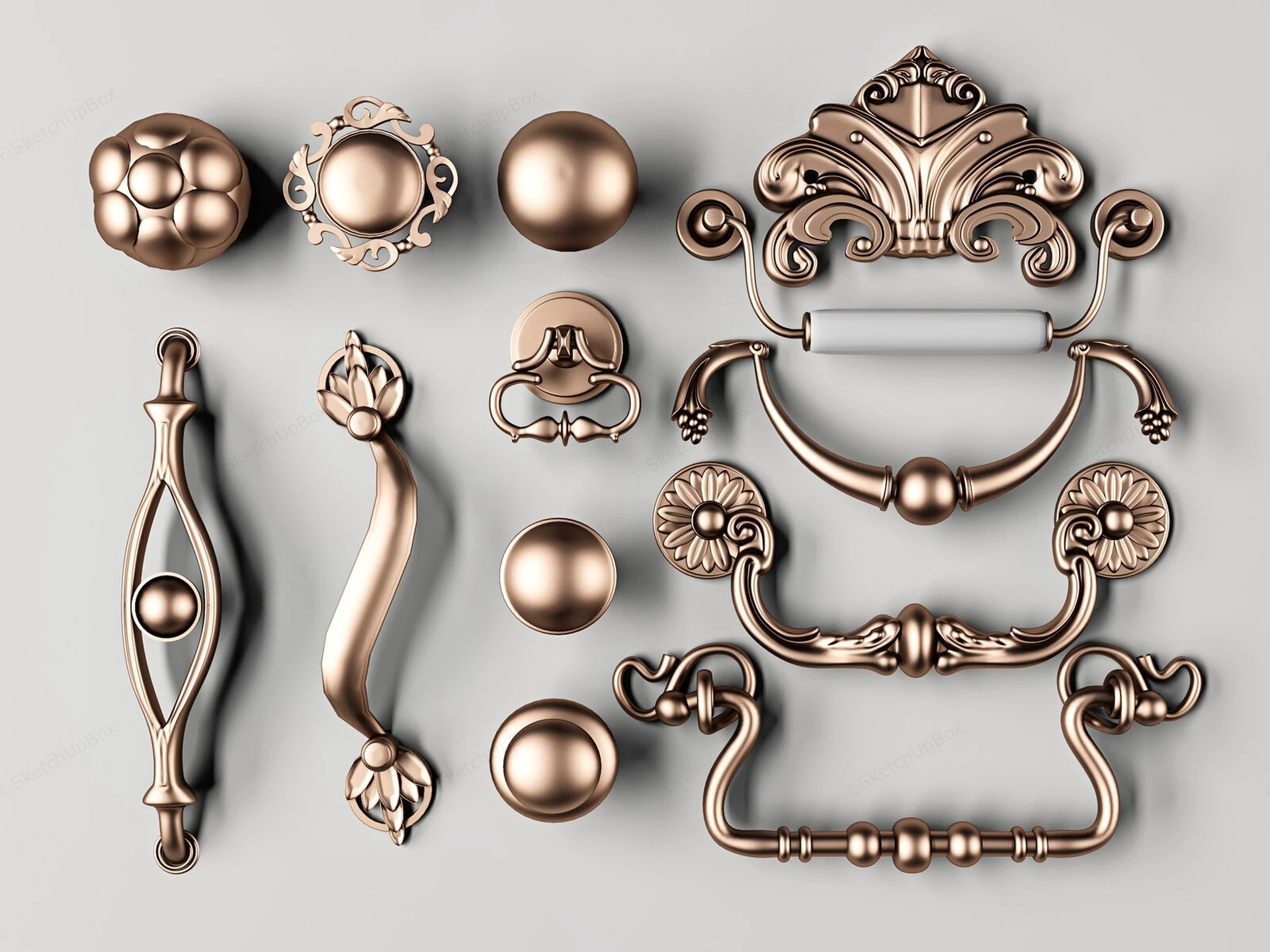 Antique Drawer Handles sketchup model preview - SketchupBox