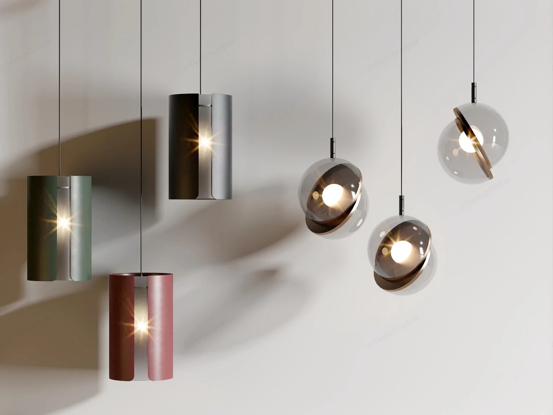 Unique Glass Pendant Lights sketchup model preview - SketchupBox