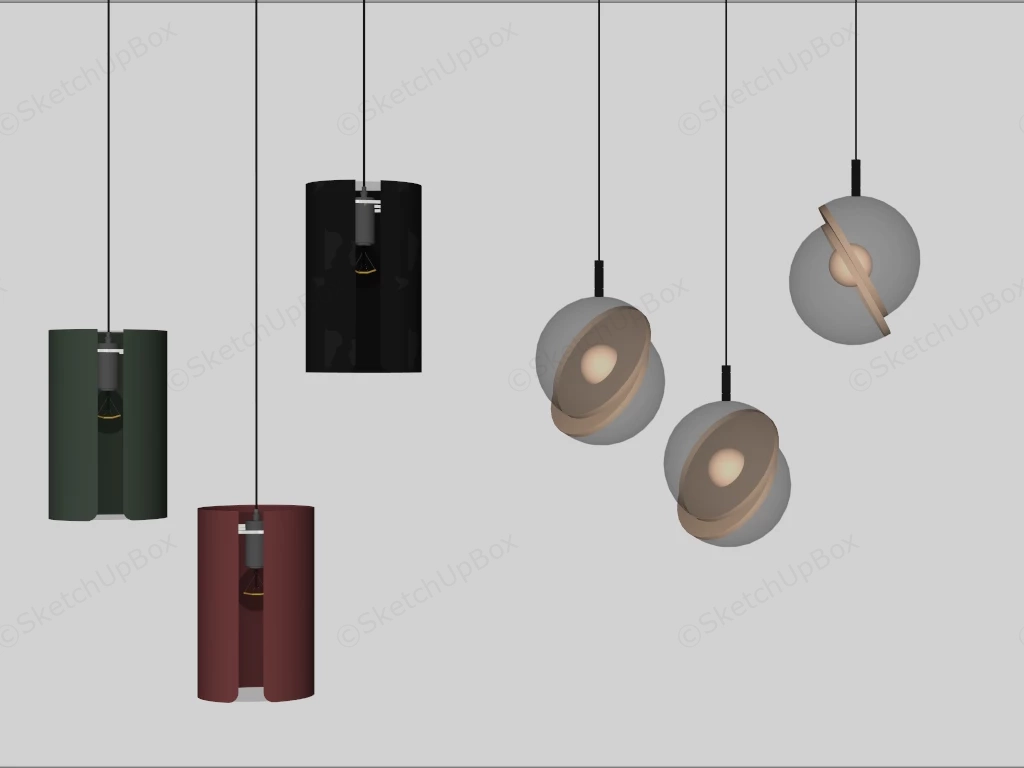 Unique Glass Pendant Lights sketchup model preview - SketchupBox