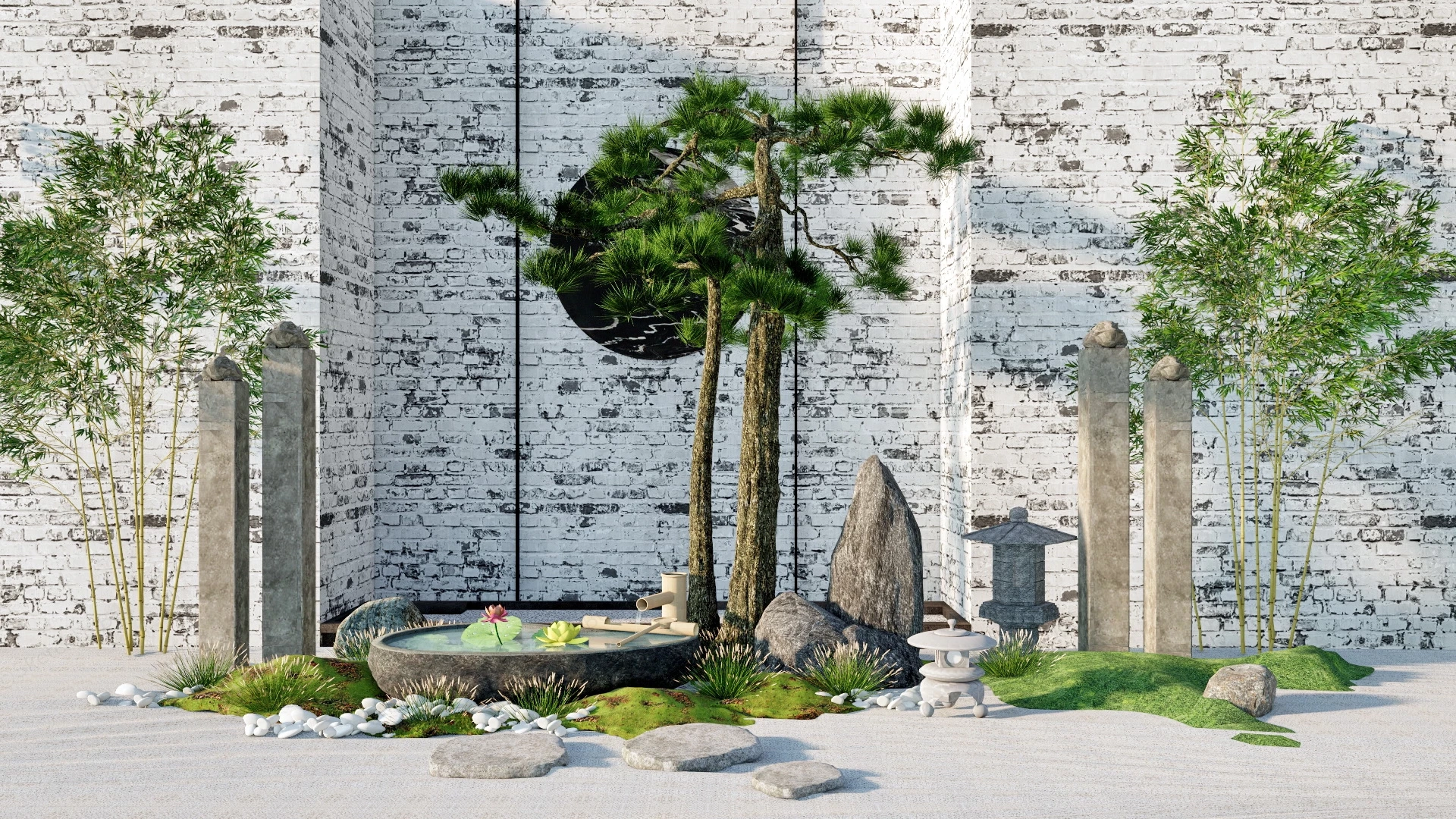 Zen Garden Feature Wall sketchup model preview - SketchupBox