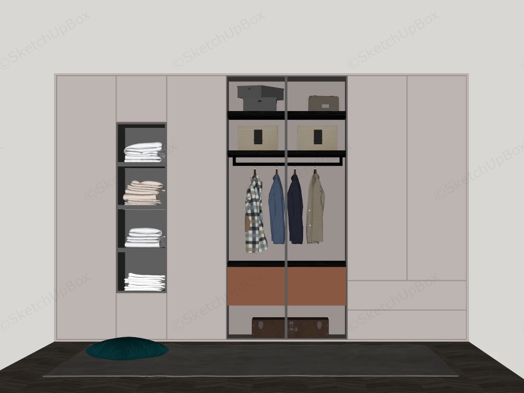 Modern Wardrobe For Bedroom sketchup model preview - SketchupBox