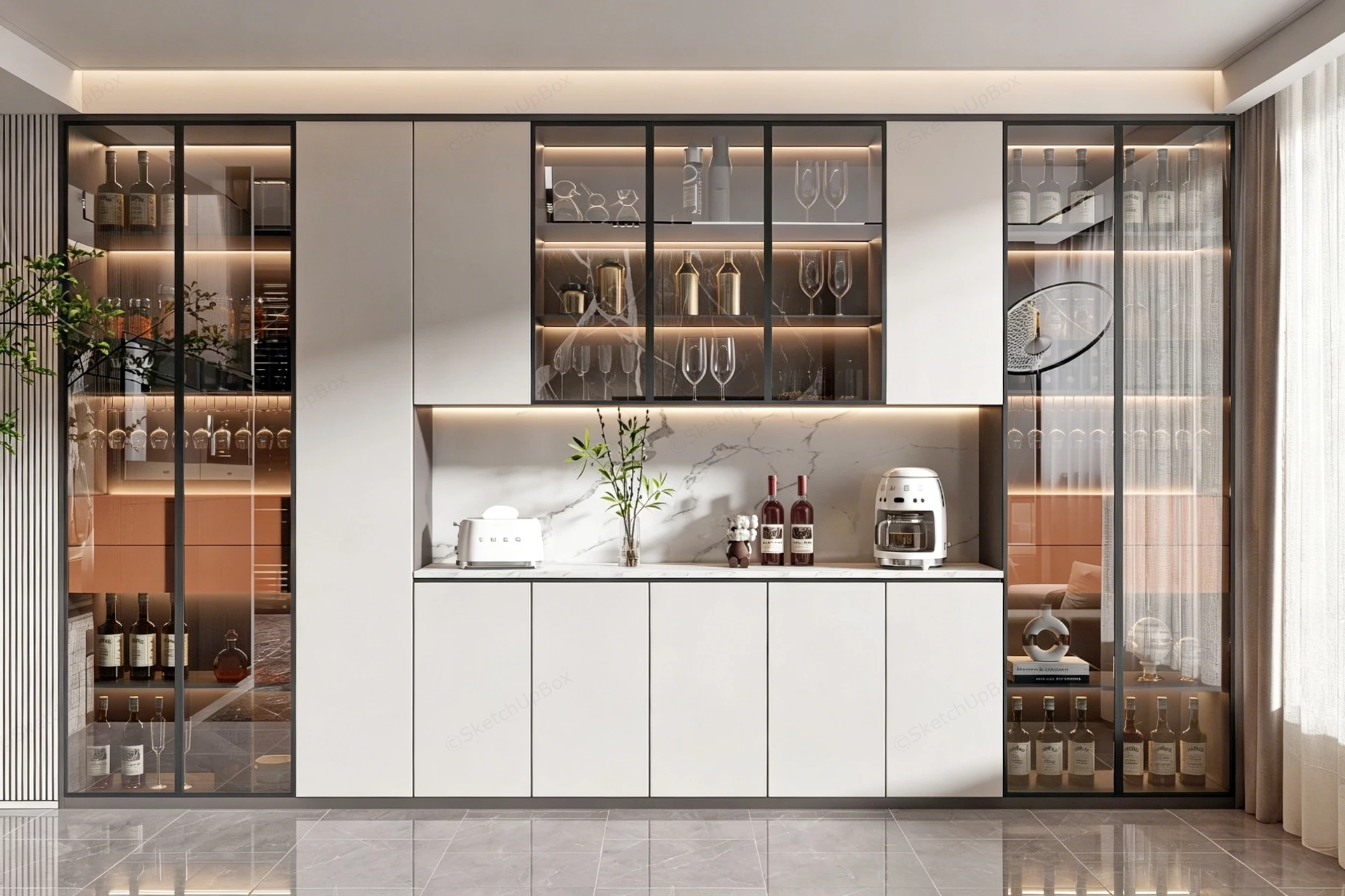Luxury Home Bar Wine Cabinet sketchup model preview - SketchupBox
