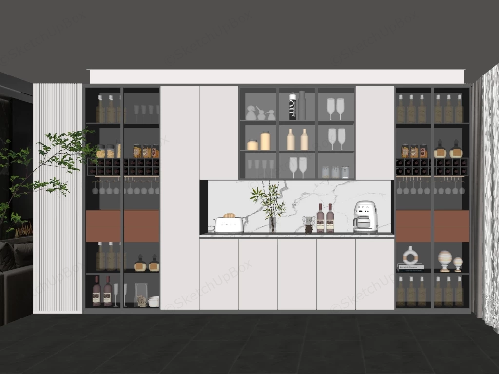Luxury Home Bar Wine Cabinet sketchup model preview - SketchupBox