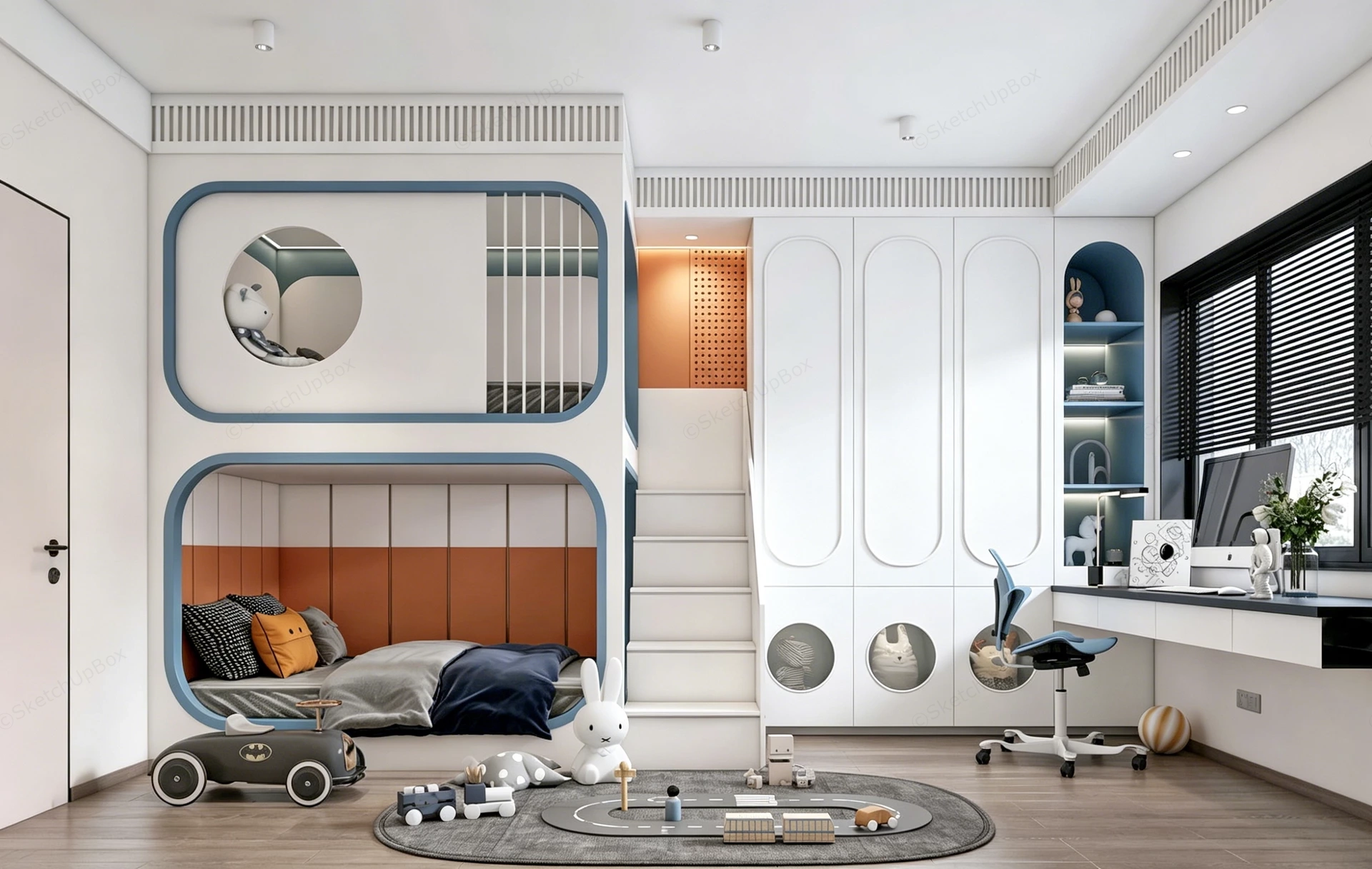 Contemporary Luxury Kids Room sketchup model preview - SketchupBox