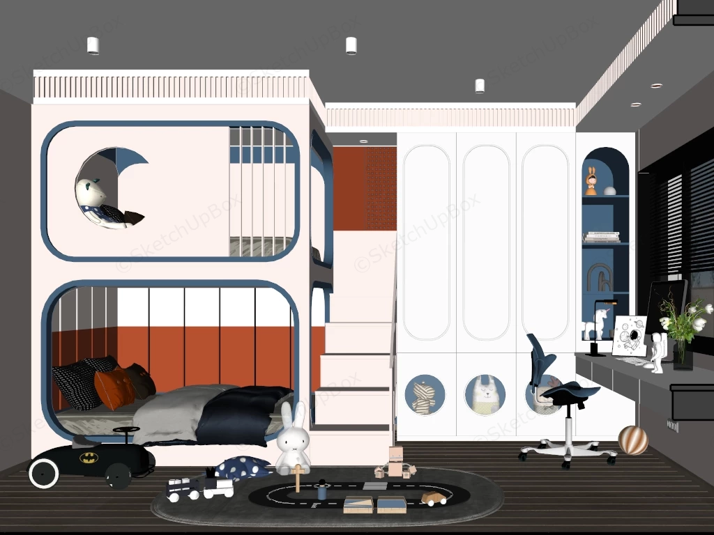 Contemporary Luxury Kids Room sketchup model preview - SketchupBox