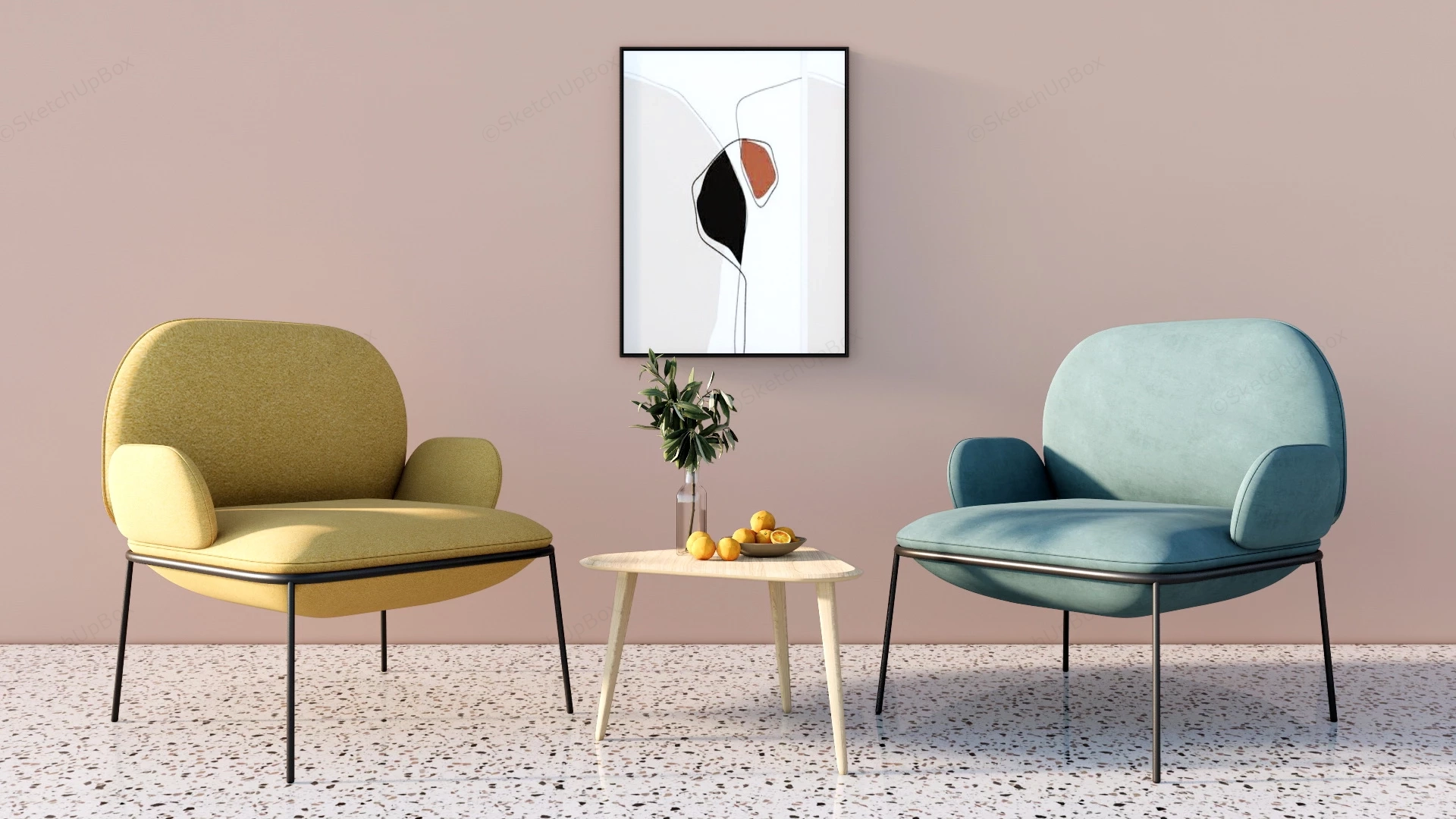 Modern Accent Chairs For Living Room sketchup model preview - SketchupBox