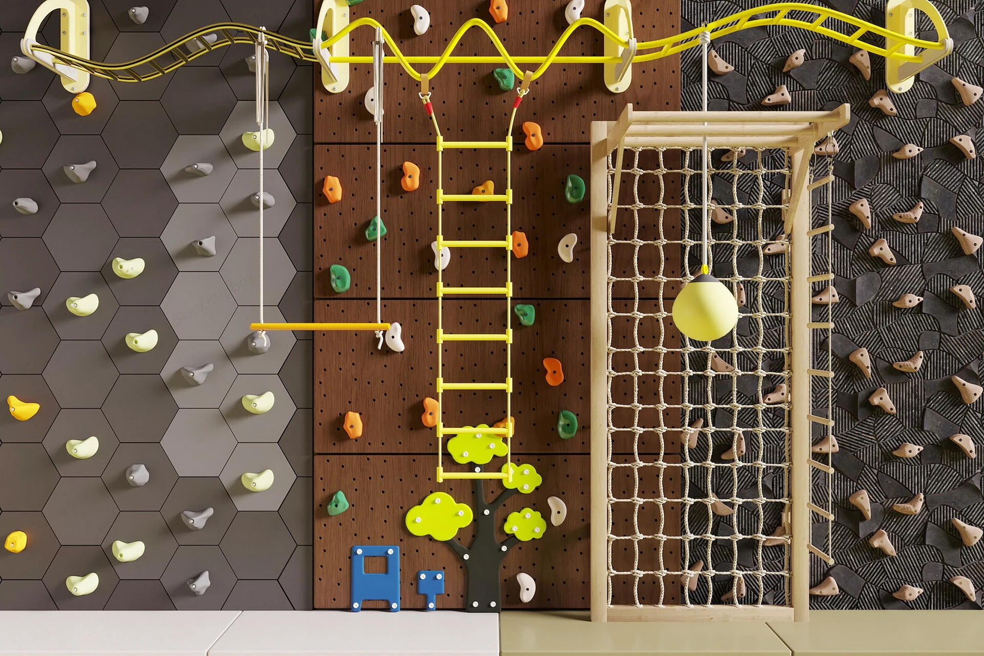 Home Indoor Climbing Wall sketchup model preview - SketchupBox