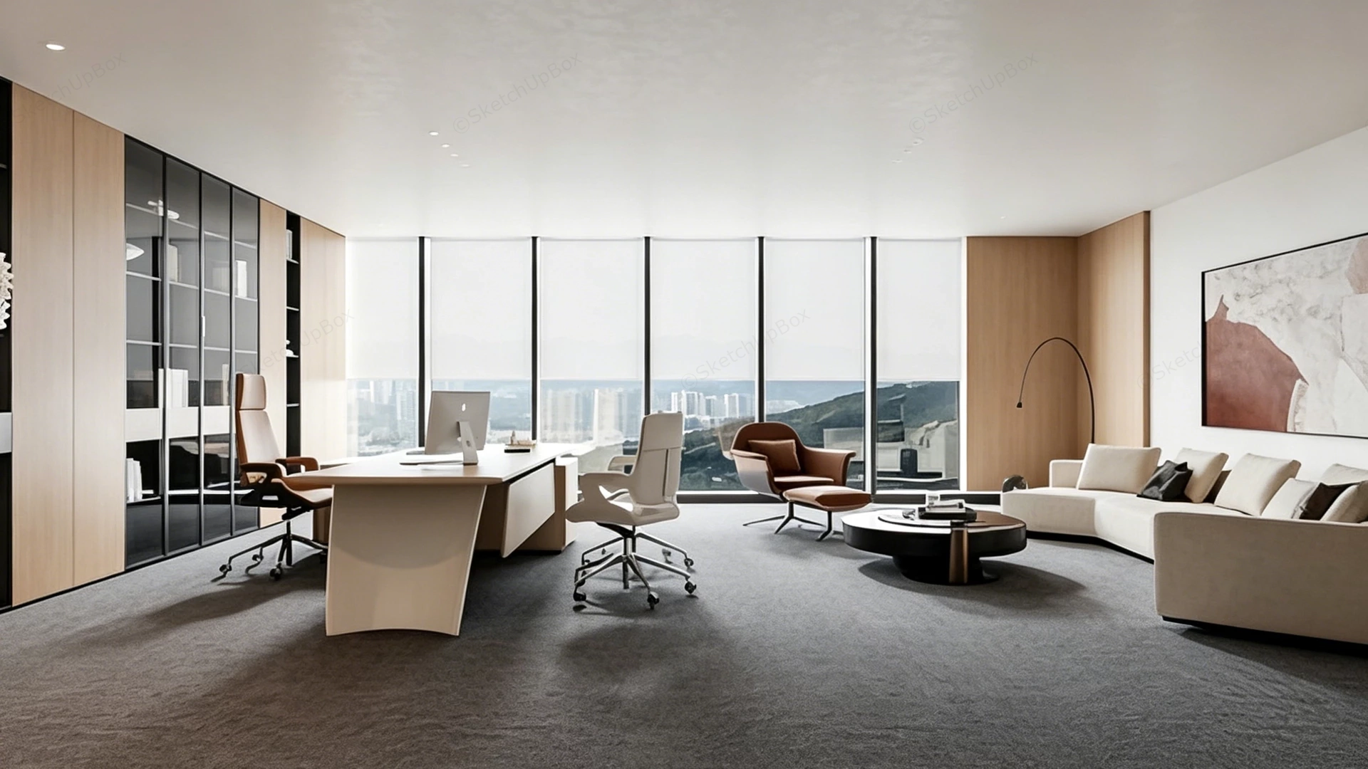 Modern CEO Office Interior Design sketchup model preview - SketchupBox
