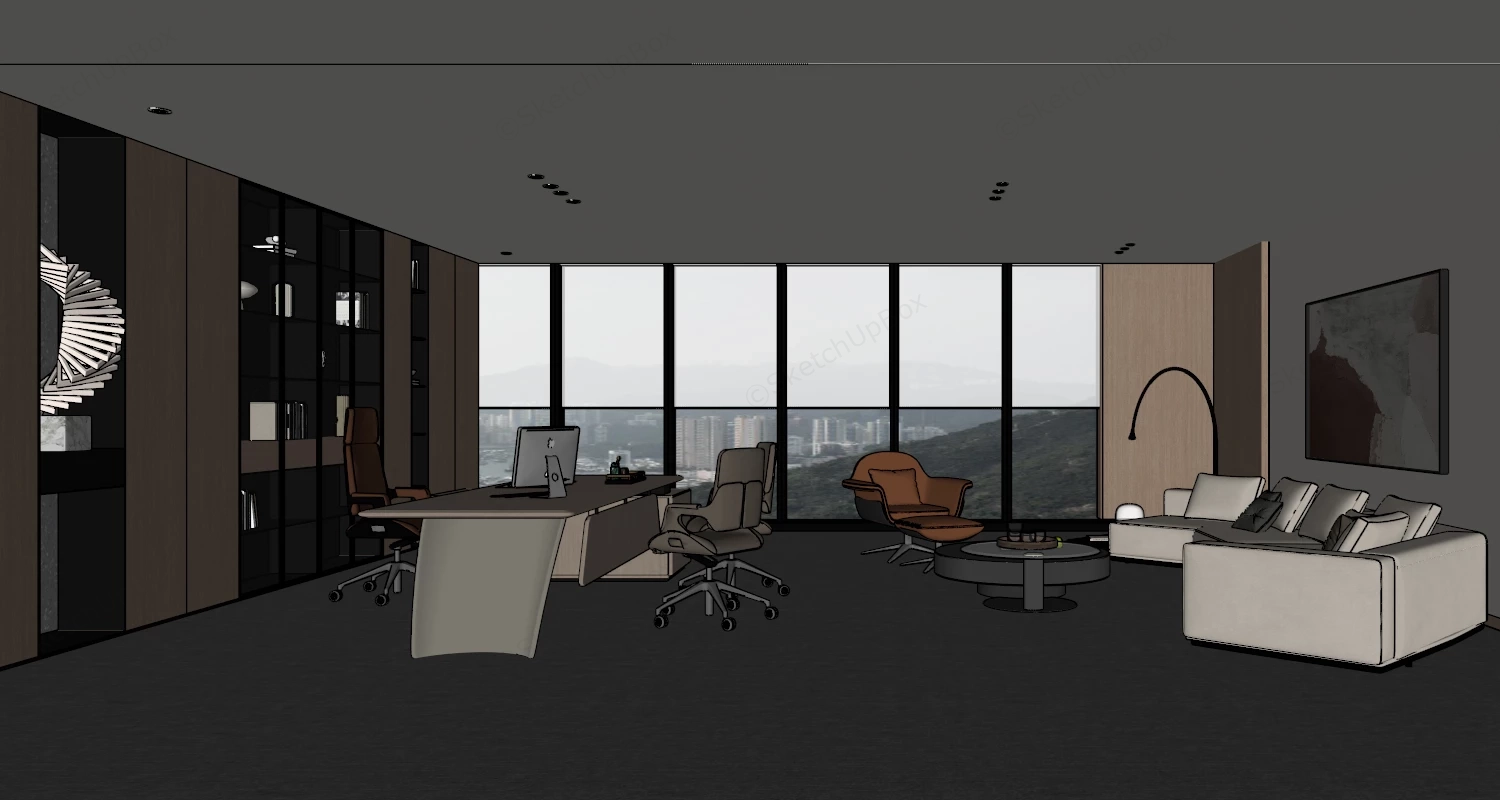 Modern CEO Office Interior Design sketchup model preview - SketchupBox