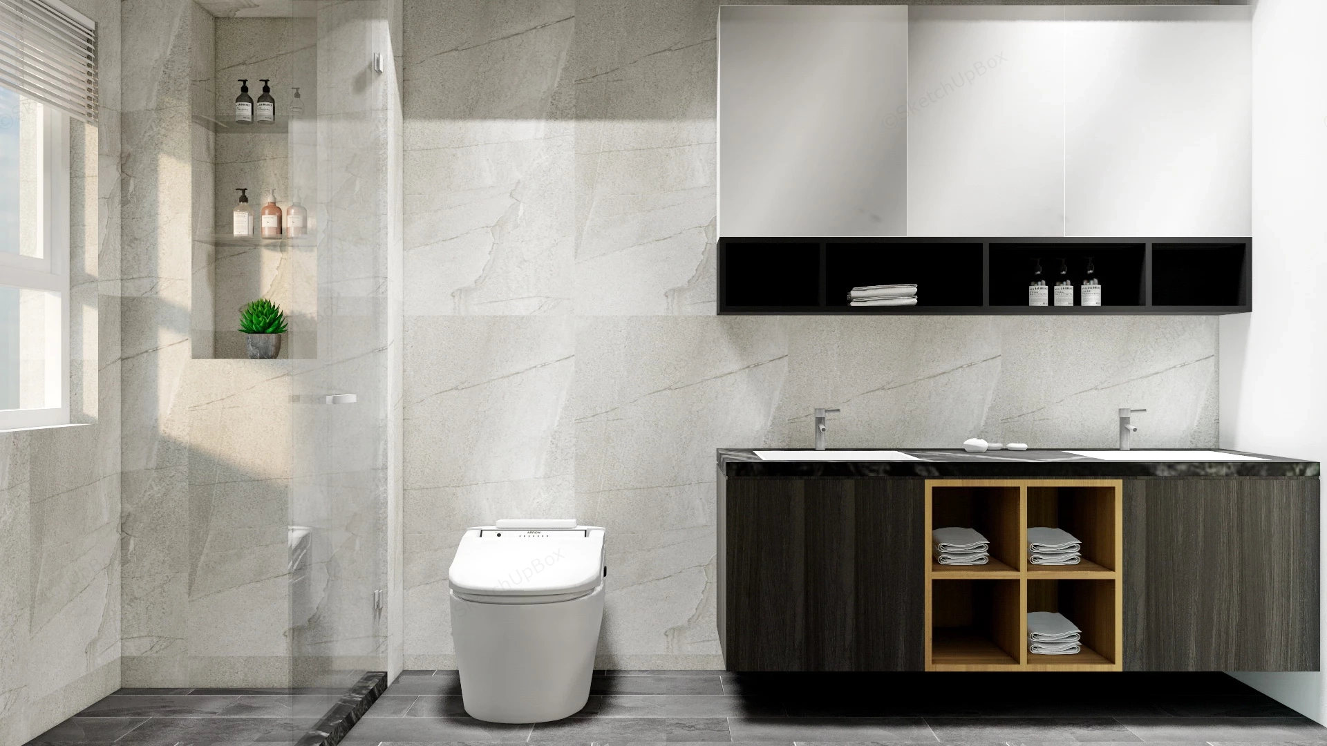 Small Bathroom Design With Shower sketchup model preview - SketchupBox