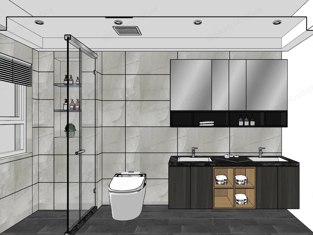 Small Bathroom Design With Shower sketchup model preview - SketchupBox