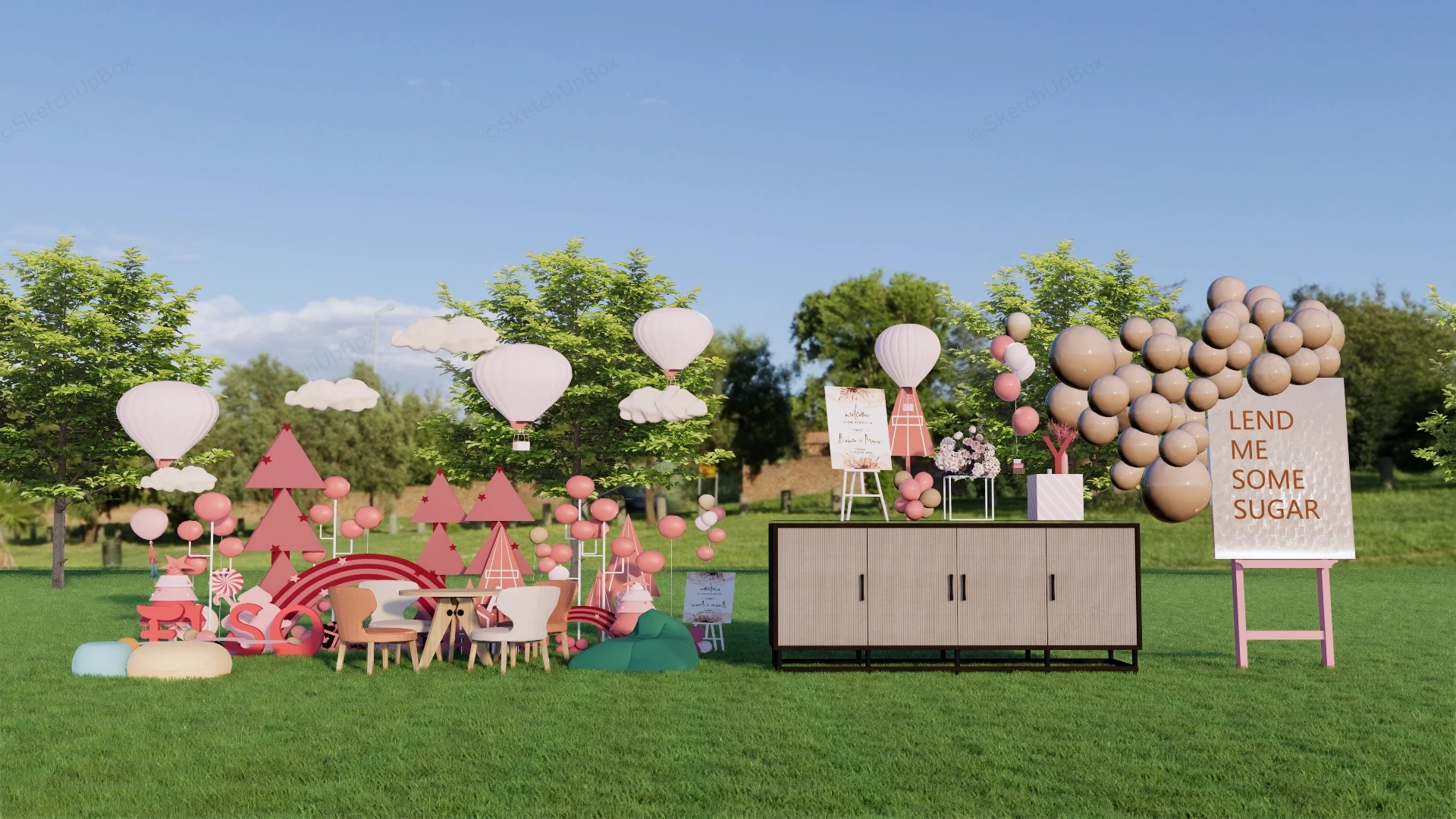 Outdoor Wedding Decorations sketchup model preview - SketchupBox