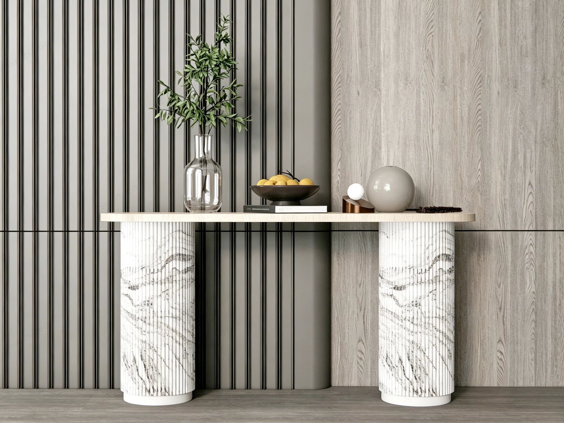 Elegant Marble Console Table sketchup model preview - SketchupBox