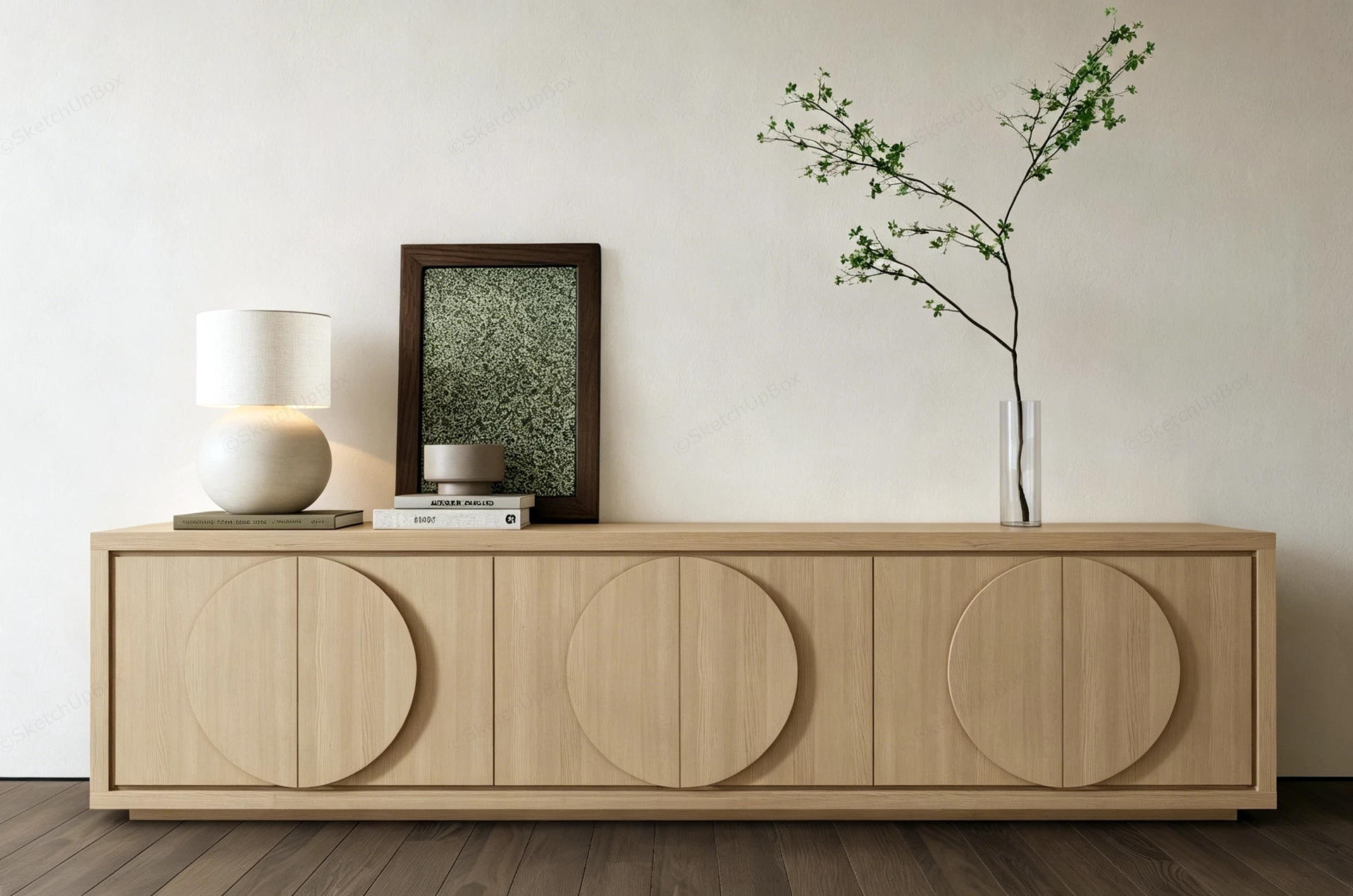 Natural Wood Sideboard Buffet sketchup model preview - SketchupBox