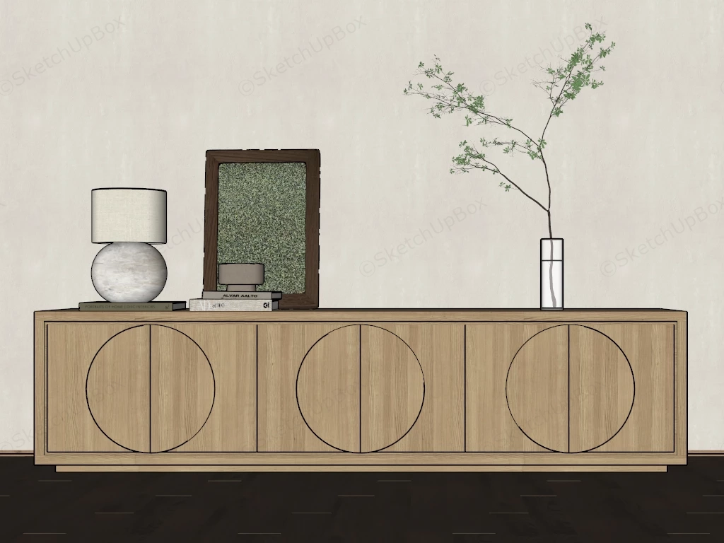 Natural Wood Sideboard Buffet sketchup model preview - SketchupBox