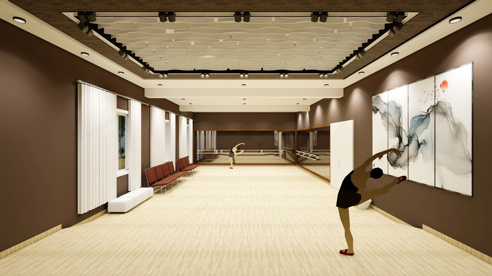 Dance Studio Interior sketchup model preview - SketchupBox