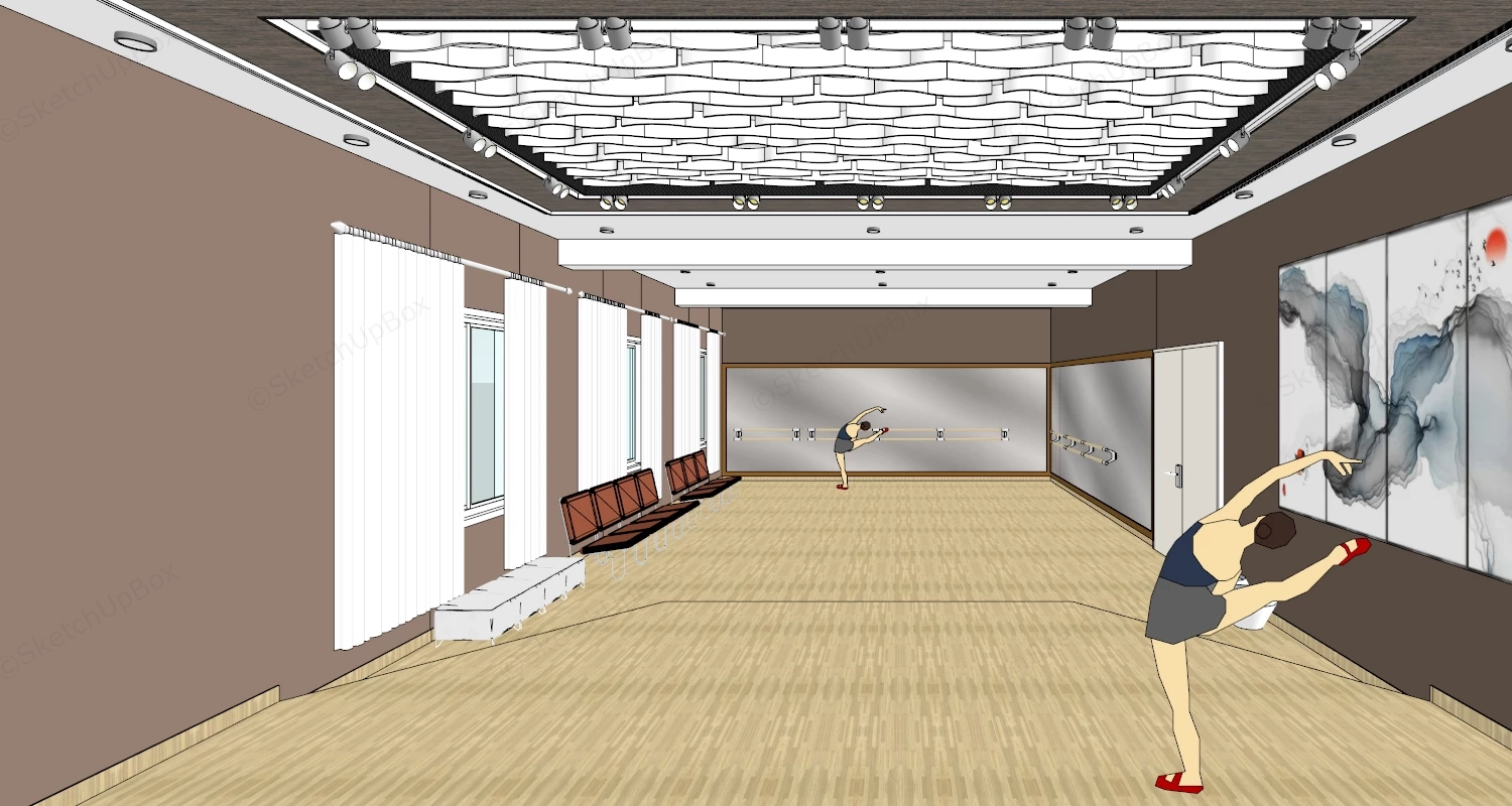 Dance Studio Interior sketchup model preview - SketchupBox