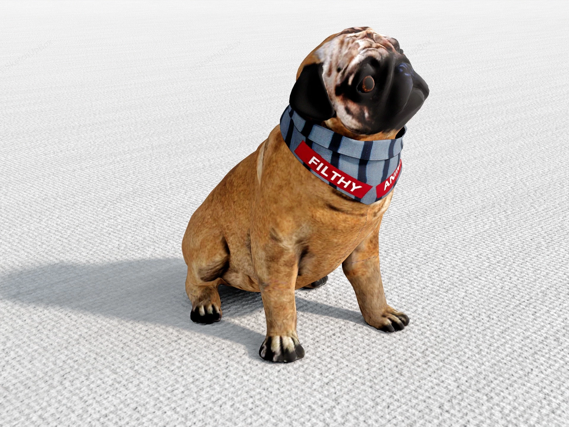Fawn Pug Puppy sketchup model preview - SketchupBox