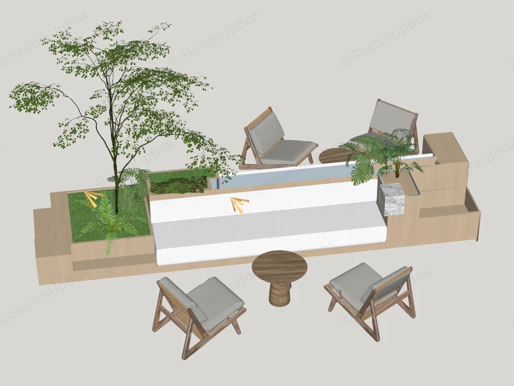 Outdoor Patio Seating With Planter sketchup model preview - SketchupBox