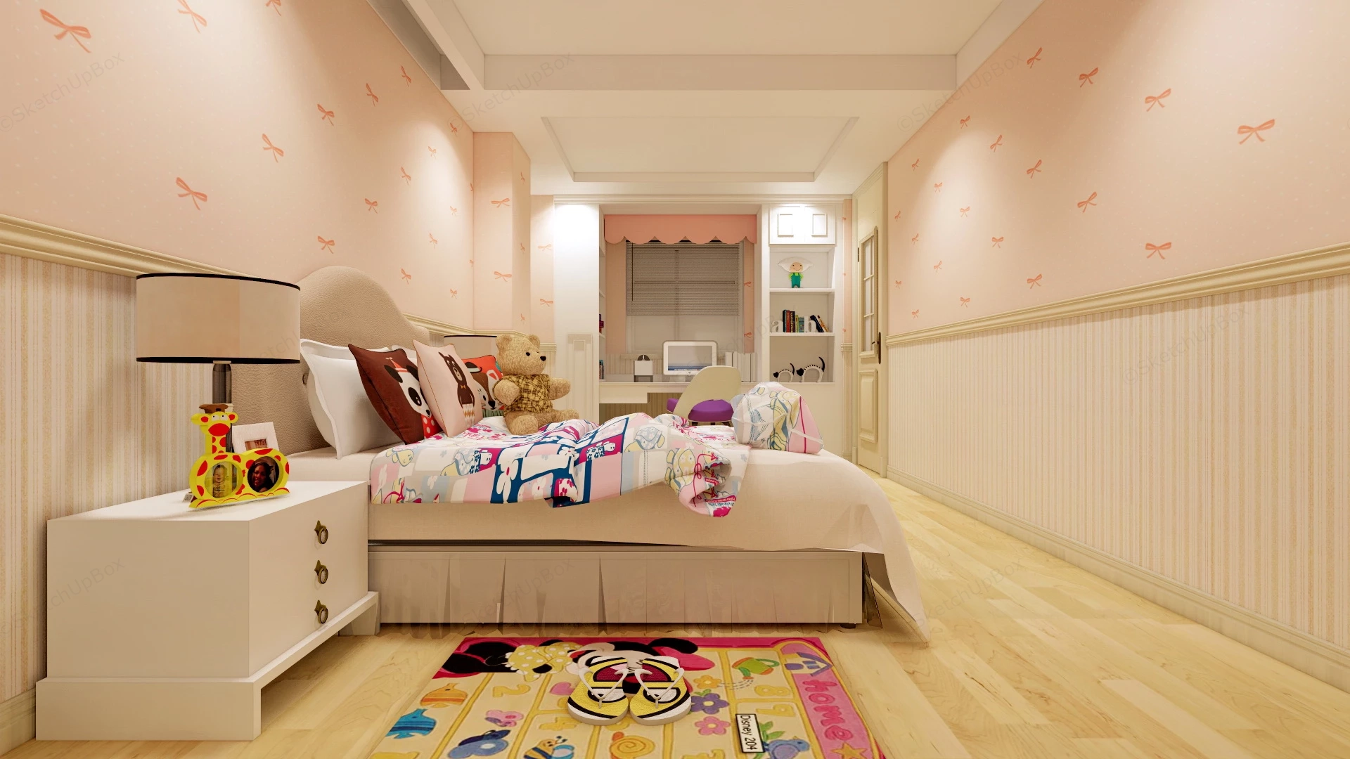 Chic Teenage Girl Bedroom sketchup model preview - SketchupBox