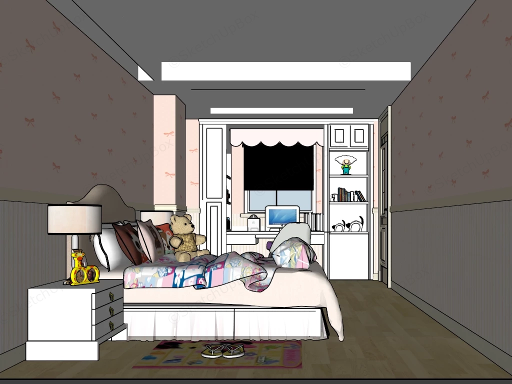 Chic Teenage Girl Bedroom sketchup model preview - SketchupBox