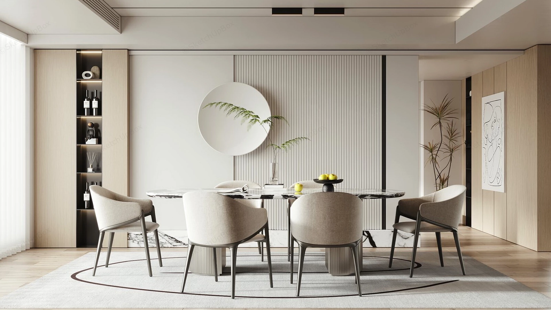 Neutral Dining Room Idea sketchup model preview - SketchupBox