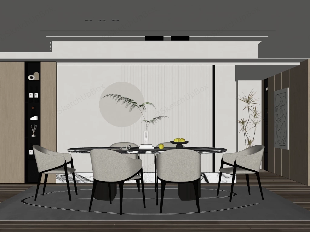 Neutral Dining Room Idea sketchup model preview - SketchupBox