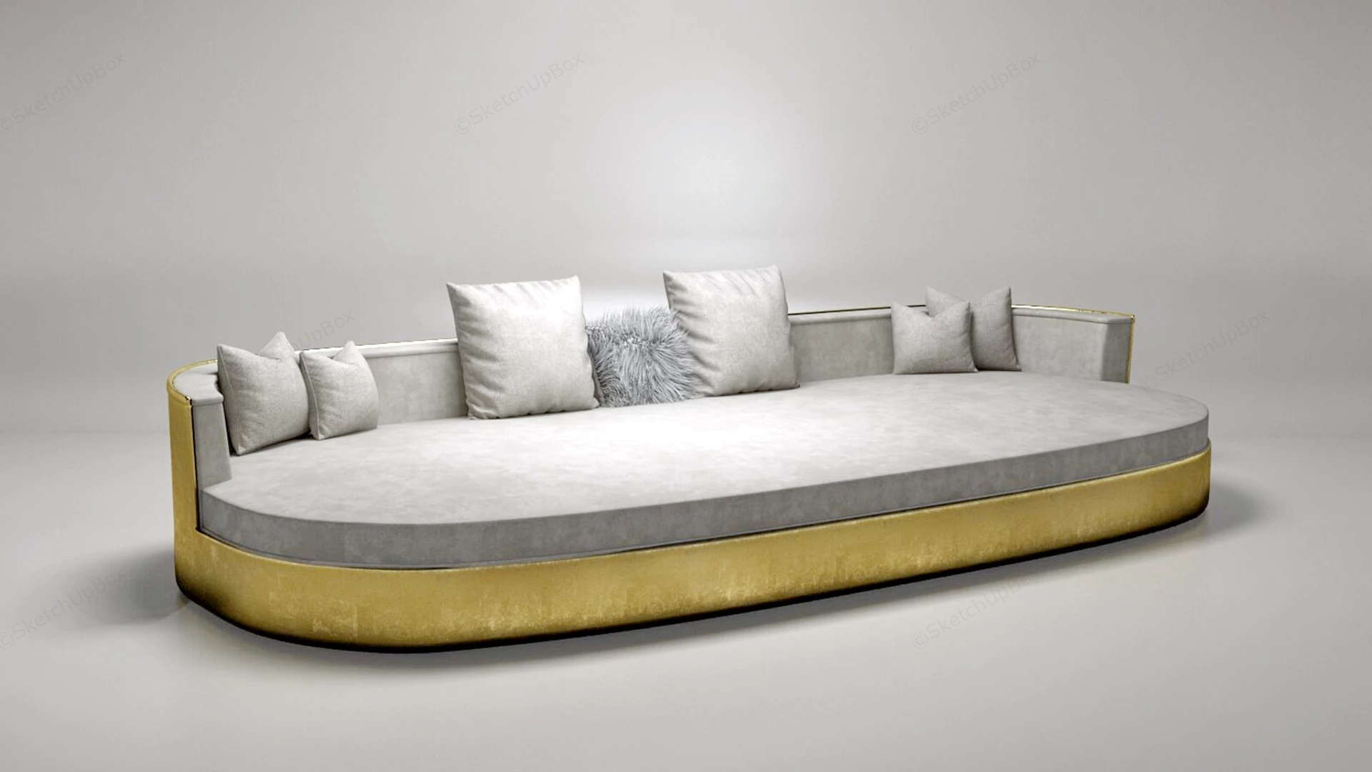Oval Sofa Couch sketchup model preview - SketchupBox