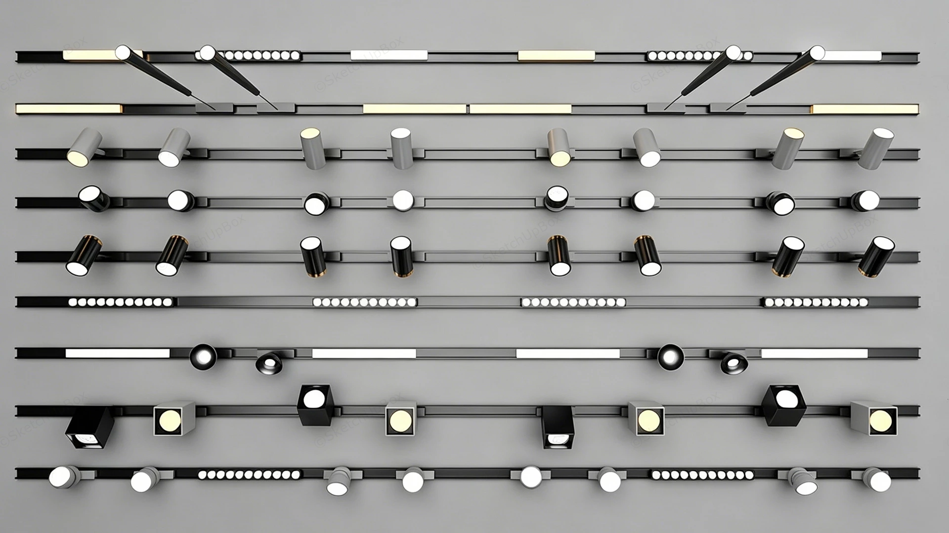 Magnetic Track Lighting System sketchup model preview - SketchupBox