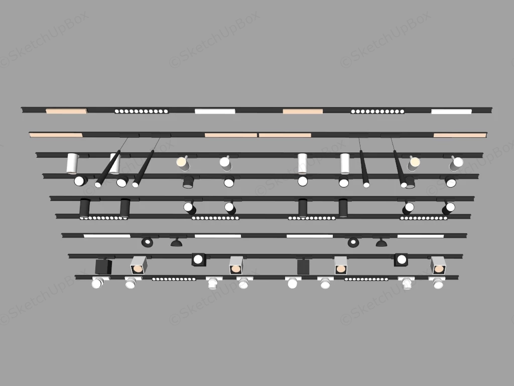 Magnetic Track Lighting System sketchup model preview - SketchupBox