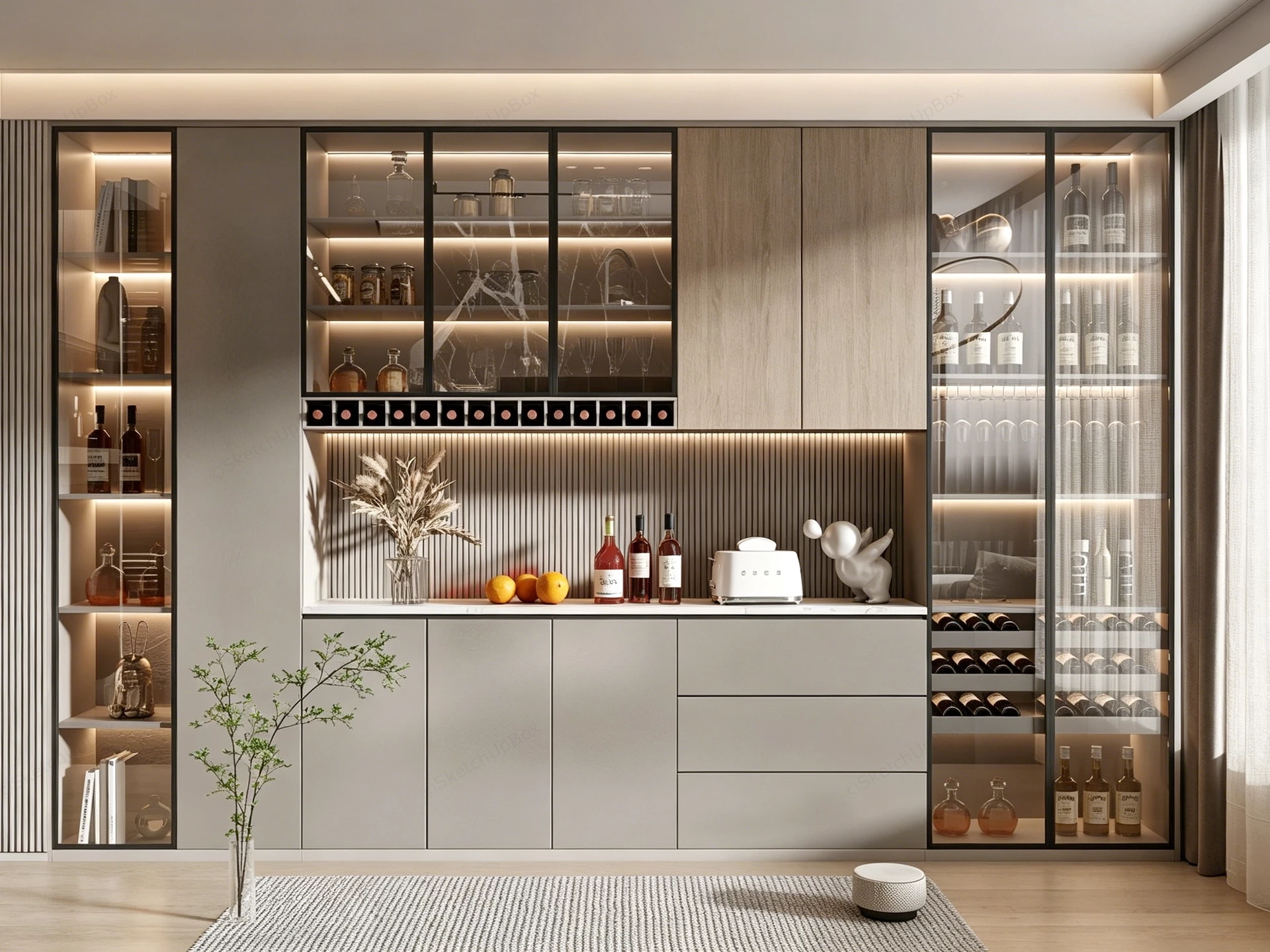 Luxury Modern Bar Cabinet sketchup model preview - SketchupBox