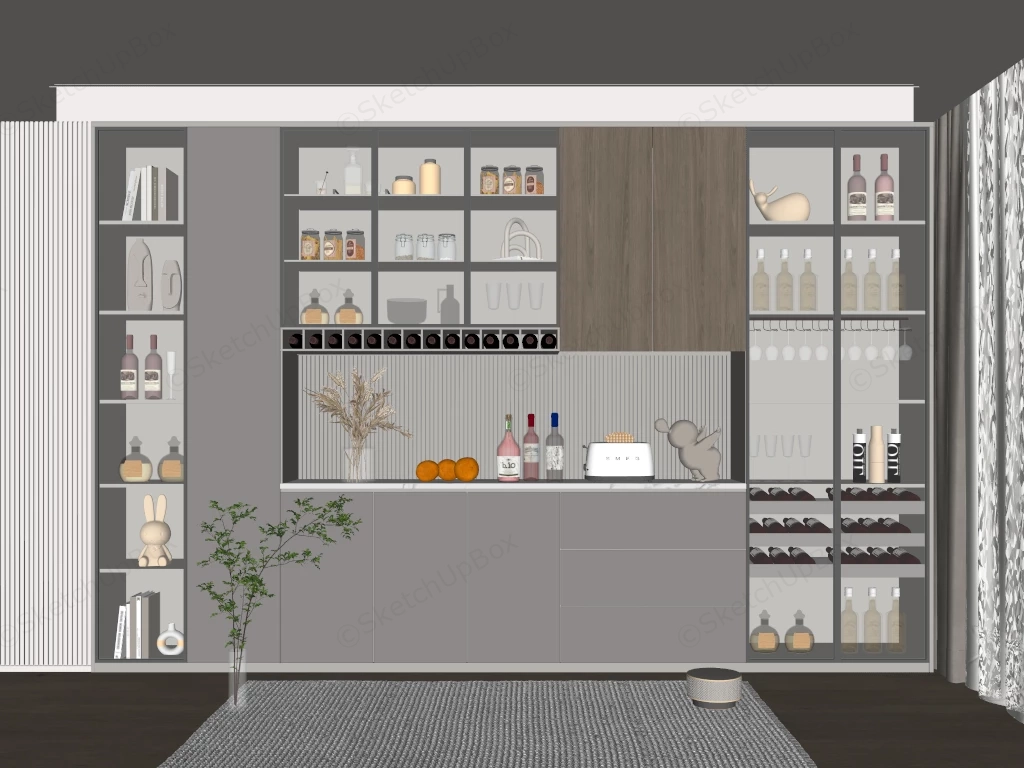 Luxury Modern Bar Cabinet sketchup model preview - SketchupBox