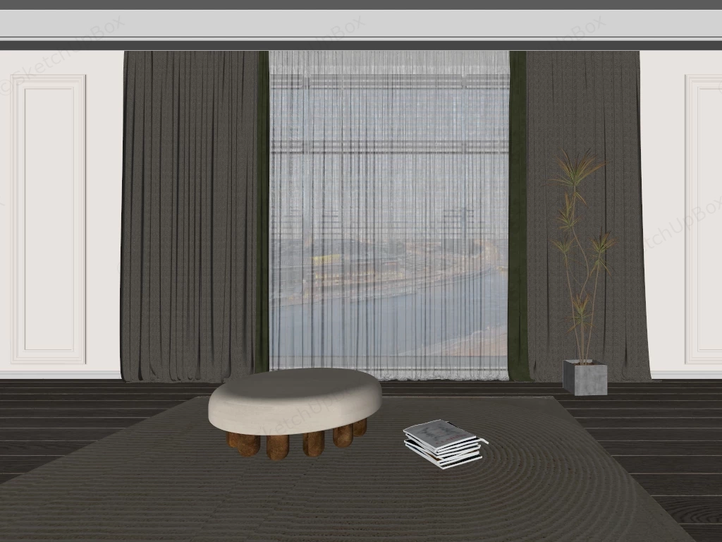Modern Window Curtains sketchup model preview - SketchupBox