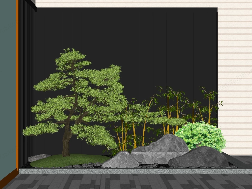 Small Corner Garden sketchup model preview - SketchupBox