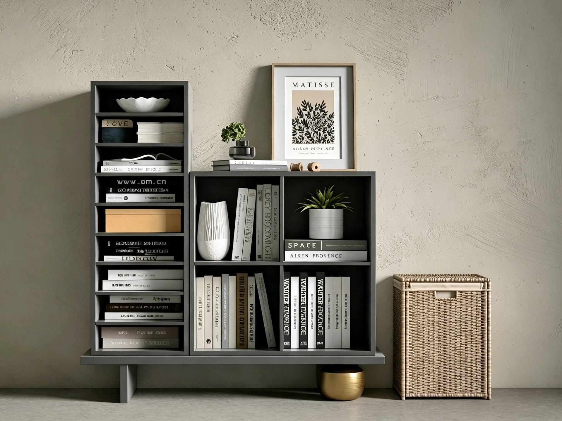 Black Wood Bookcase sketchup model preview - SketchupBox