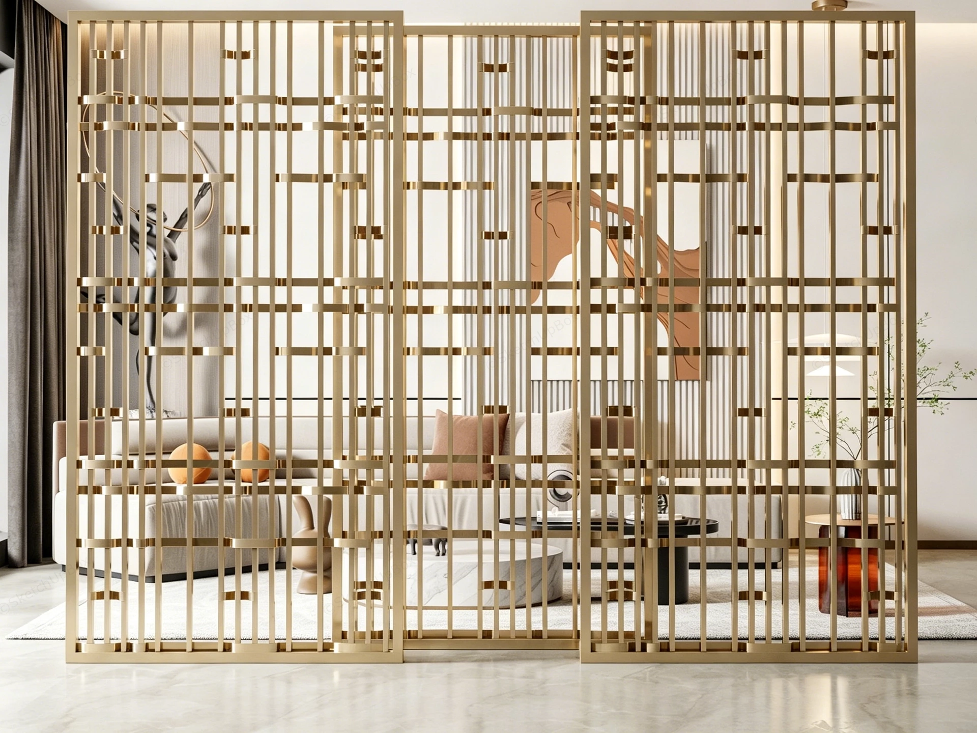 Metal Room Dividers For Living Room sketchup model preview - SketchupBox