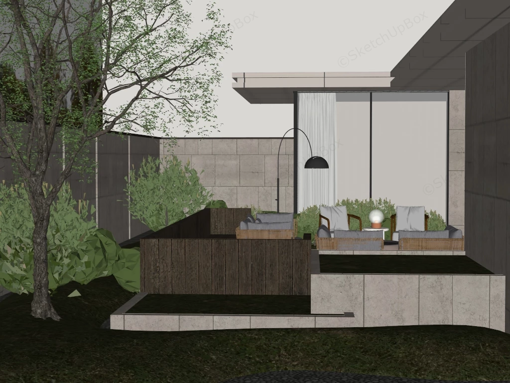 Wooden Deck & Patio Designs sketchup model preview - SketchupBox