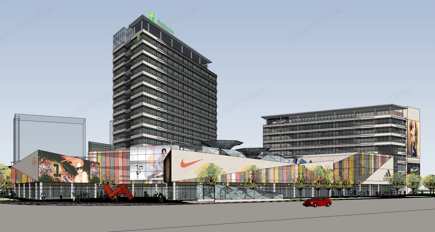 Urban Community Center Architecture sketchup model preview - SketchupBox